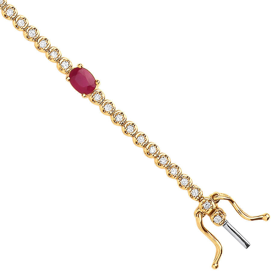 9ct Yellow Gold bracelet 0.40ct Diamond 1.15ct Ruby