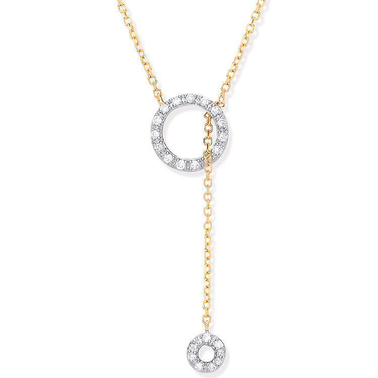 9ct YG 0.09ctw Tassel Through Circle of Life Pendant (18in/45cm) Chain