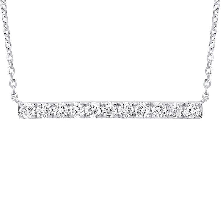 9ct White Gold 0.33ct Diamond Bar Necklace (18in/45cm) Chain