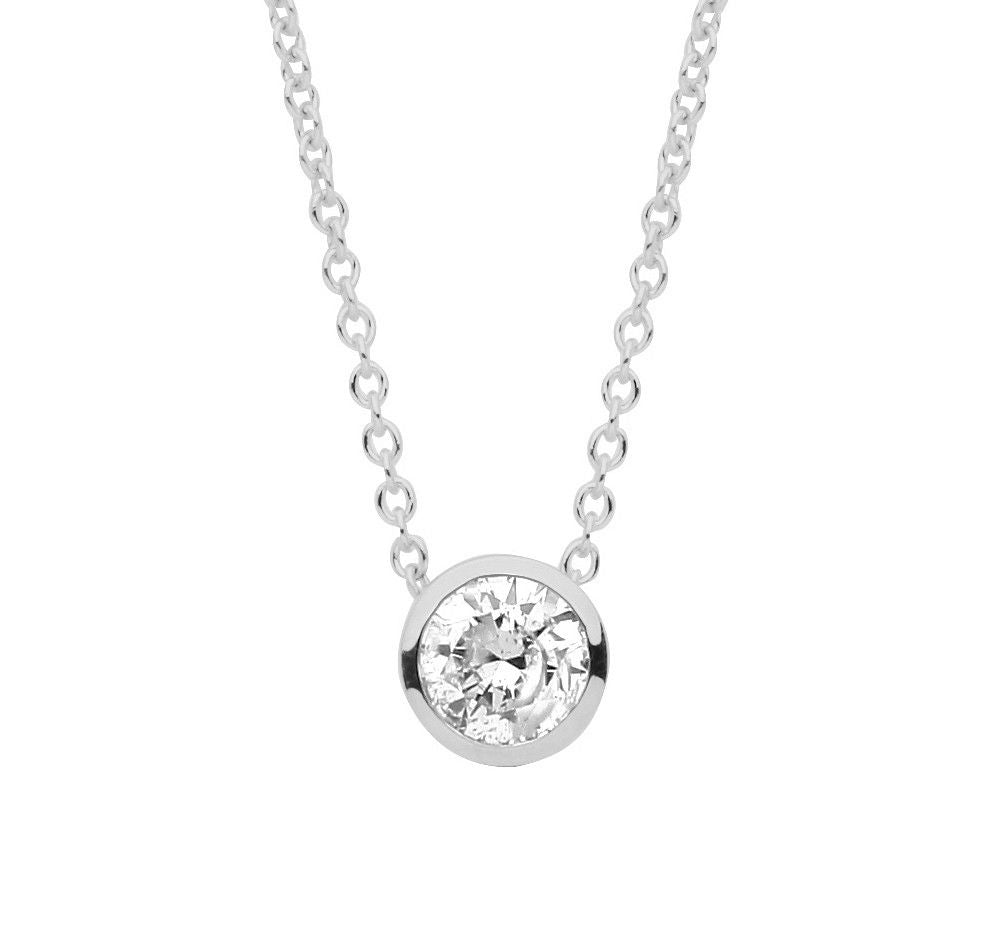 18ct White gold 0.25ctw G-SI Rubover Diamond pendant (18in/45cm) Chain
