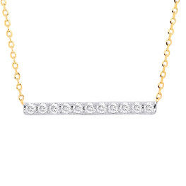 9ct Yellow Gold 0.20ct Diamond Bar Necklace (chain 17")