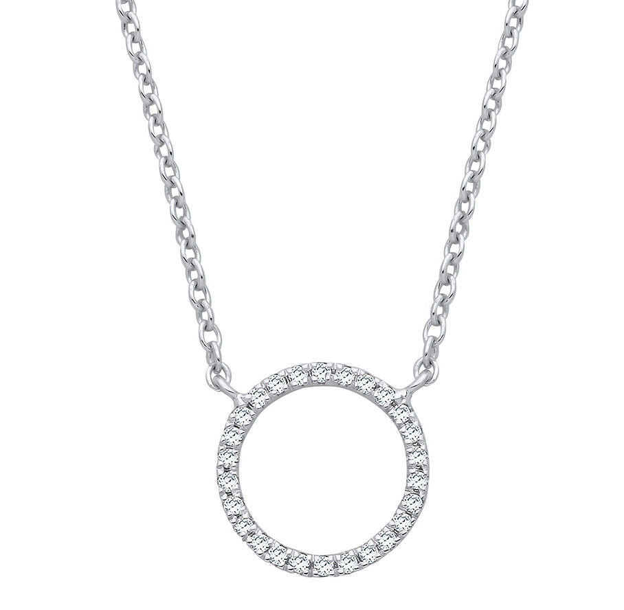 9ct White Gold 0.08ctw Necklace (chain 17")