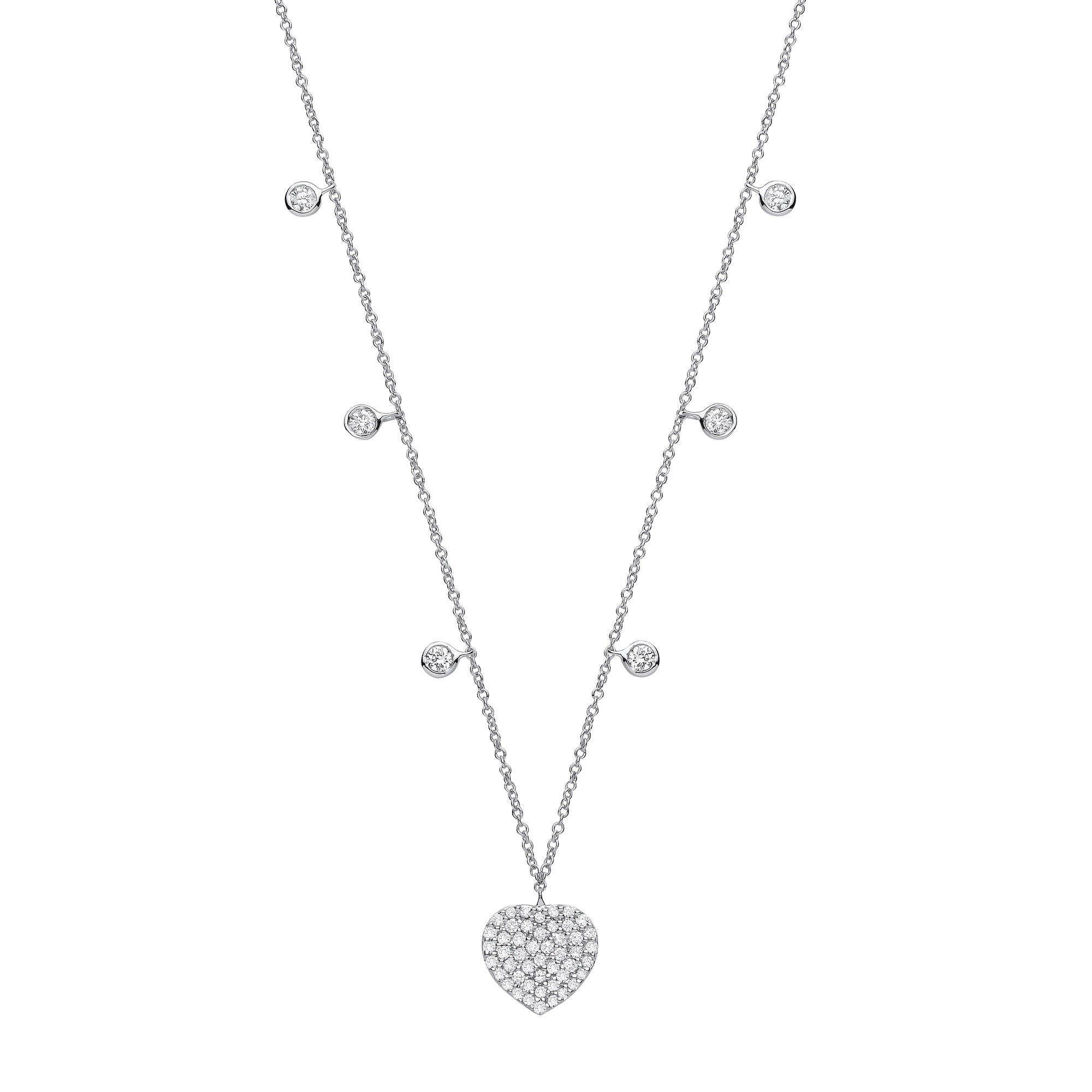 9ct White Gold 0.45ctw Heart Necklace