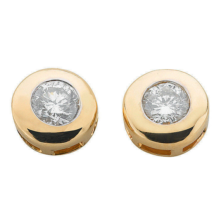 9ct Yellow Gold 0.30ct Rubover Set Diamond Stud Earrings
