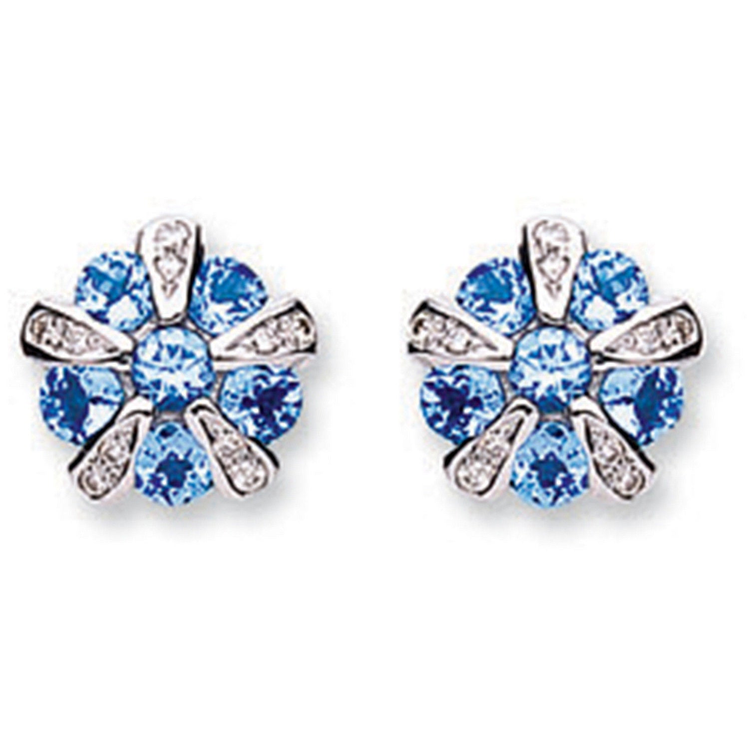 9ct White Gold 0.08ct Diamond & 0.44ct Tanzanite Earrings