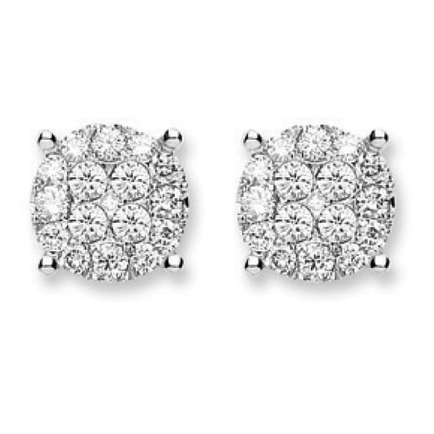 18ct White Gold Cluster 0.75ct Diamond Studs