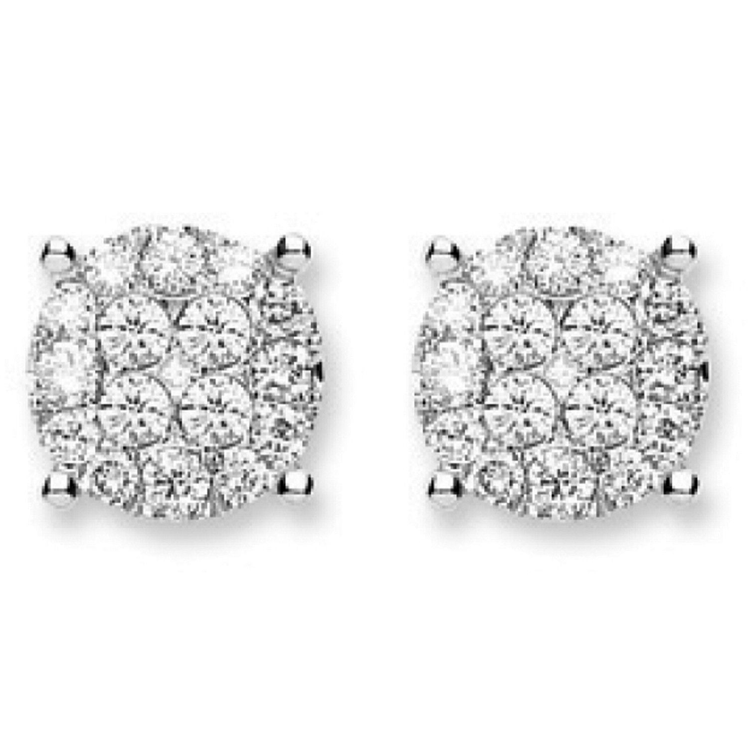 18Ct White Gold 1.00ct Cluster Diamond Studs