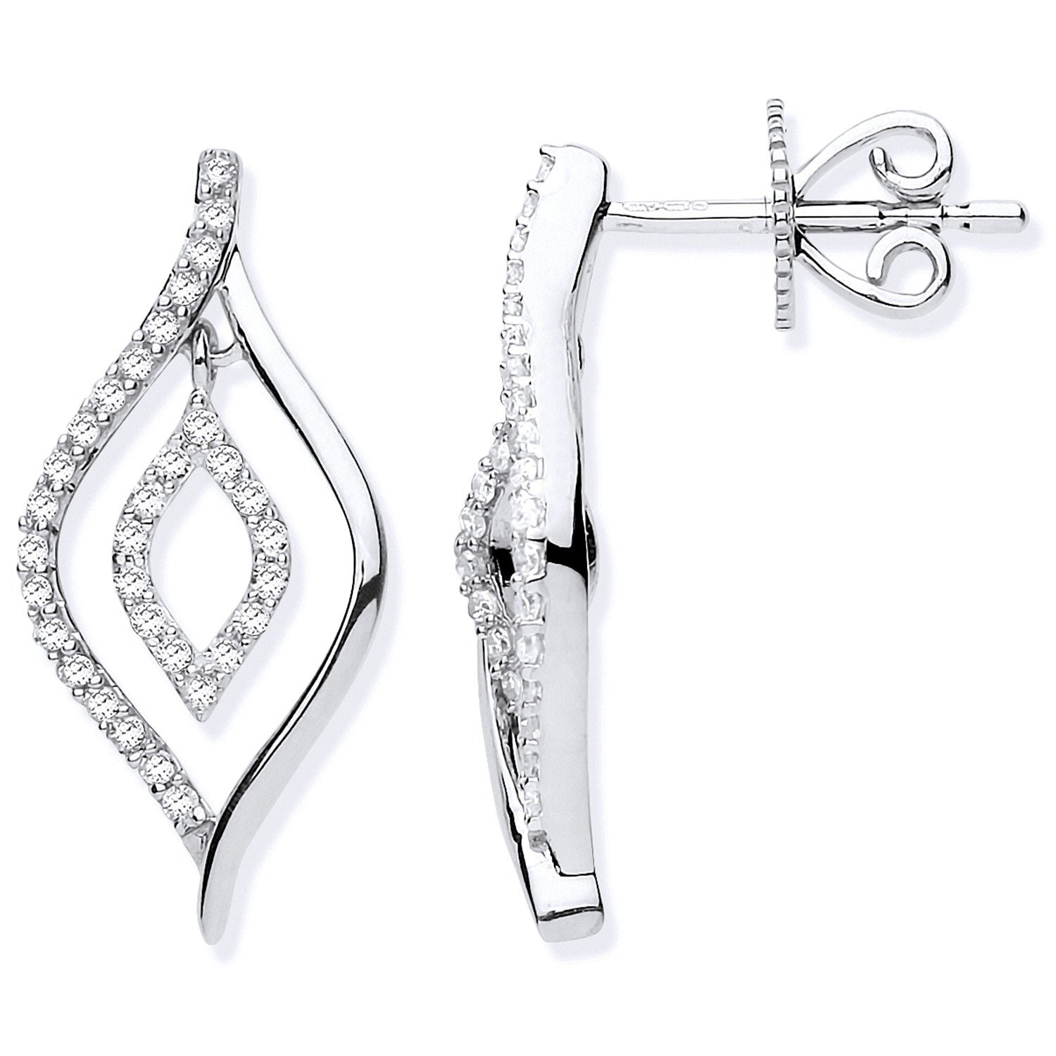 9ct White Gold 0.25ct Dia Drop Earrings