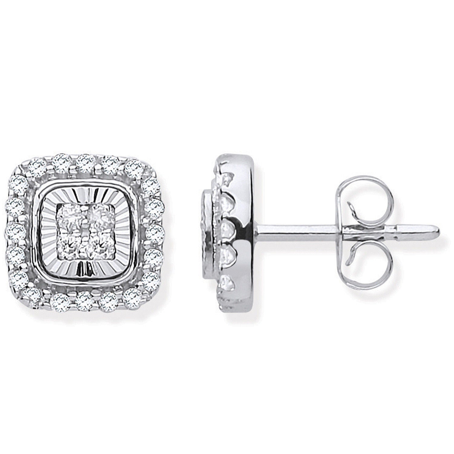 9ct Diamond Milled Bezel 0.33ctw Diamond Earrings
