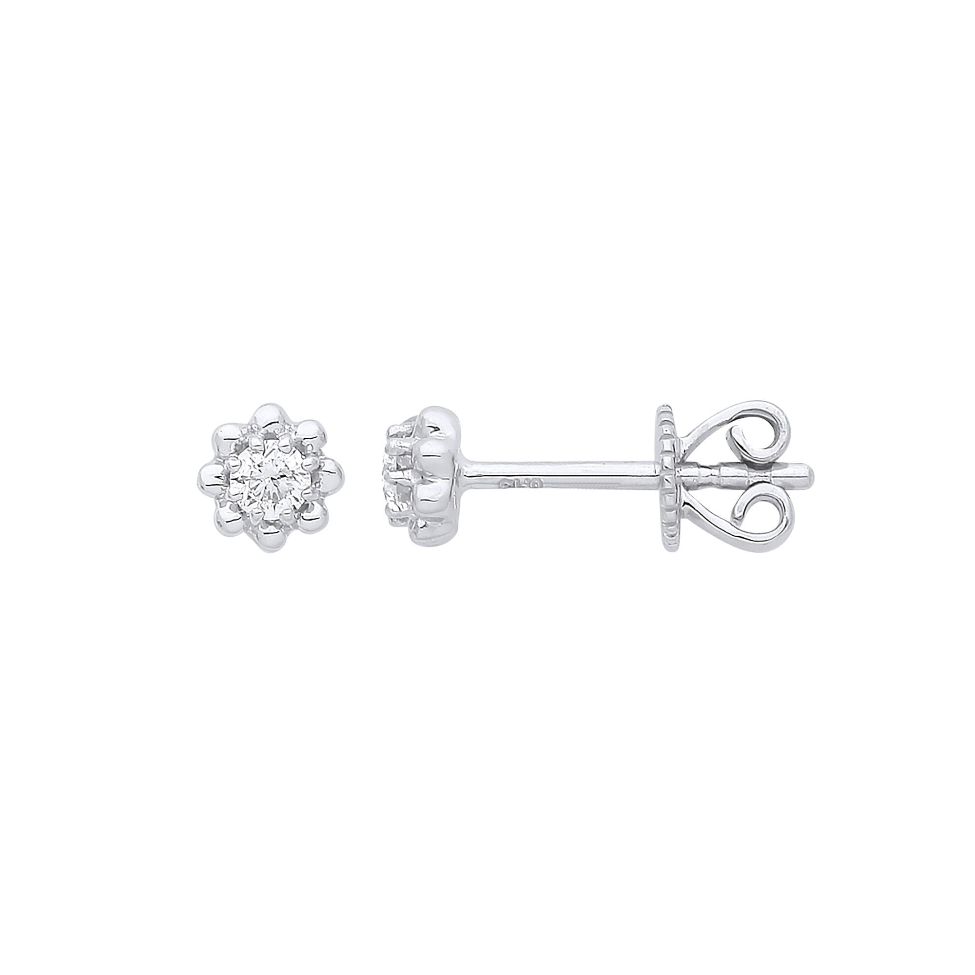 9ct White Gold 0.13ct Diamond Stud Earring