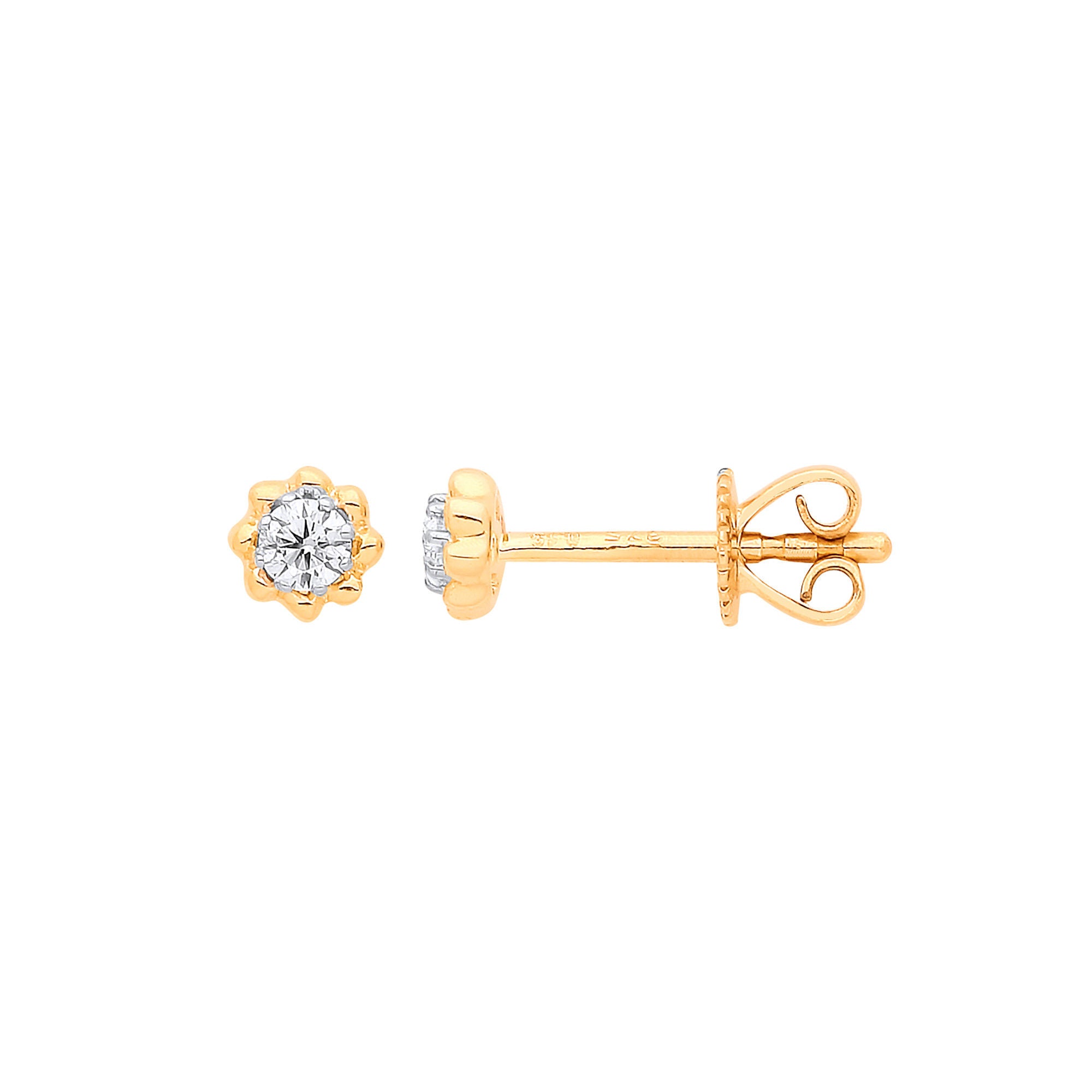 9ct Yellow Gold 0.13ct Diamond Stud Earring