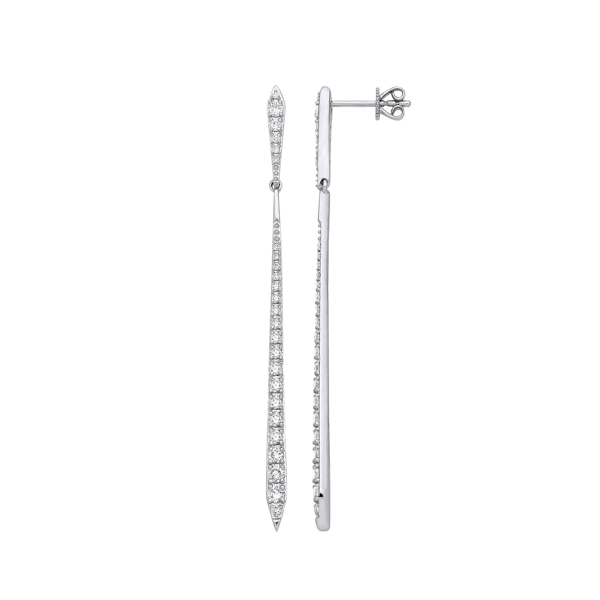 18ct White Gold 1.00ctw Drop Earrings