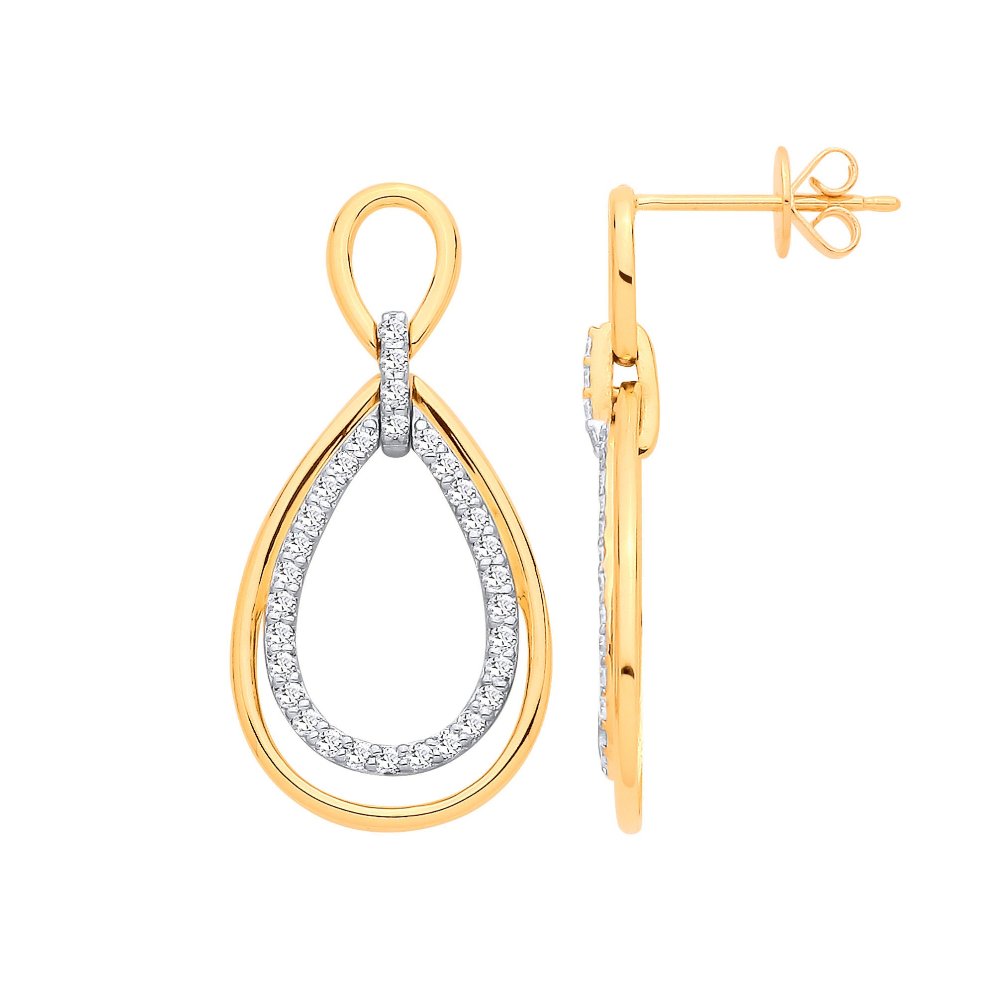 9ct Yellow Gold 0.49ctw Drop Earrings