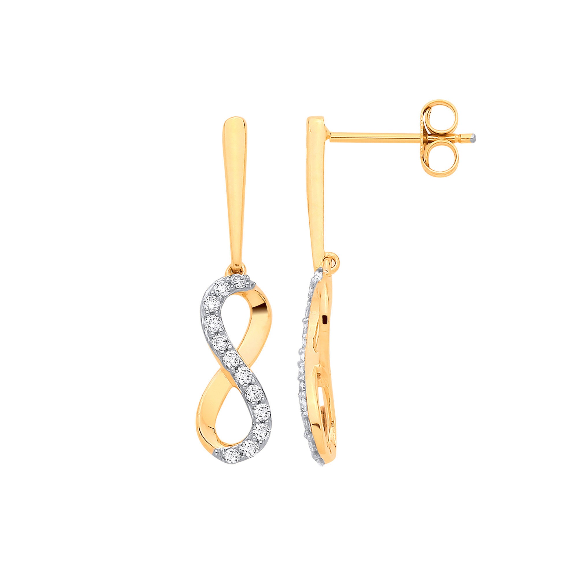 9ct Yellow Gold 0.25ctw Infinity Drop Earrings