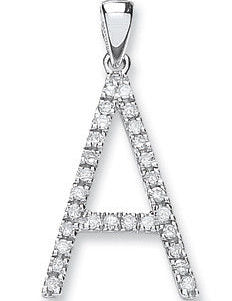 9ct White Gold 0.20ct Diamond A Initial