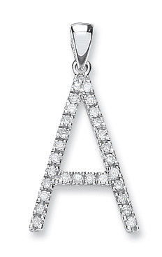 9ct White Gold 0.20ct Diamond A Initial