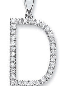 9ct White Gold 0.21ct Diamond D Initial