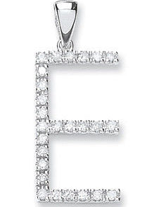 9ct White Gold 0.21ct Diamond E Initial
