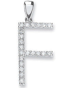 9ct White Gold 0.16ct Diamond F Initial
