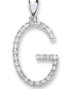 9ct White Gold 0.22ct Diamond G Initial