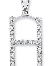 9ct White Gold 0.20ct Diamond H Initial