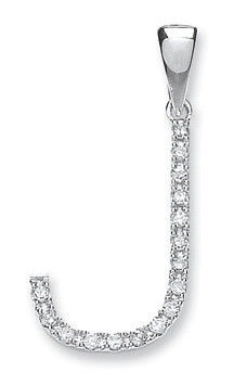 9ct White Gold 0.13ct Diamond J Initial