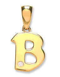 9ct Yellow Gold 0.01ct Diamond B Initial