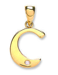 9ct Yellow Gold 0.01ct Diamond C Initial