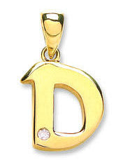 9ct Yellow Gold 0.01ct Diamond D Initial