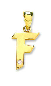 9ct Yellow Gold 0.01ct Diamond F Initial