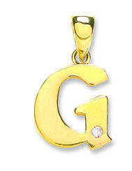 9ct Yellow Gold 0.01ct Diamond G Initial