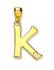 9ct Yellow Gold 0.01ct Diamond K Initial