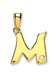 9ct Yellow Gold 0.01ct Diamond M Initial