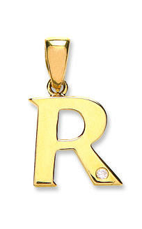 9ct Yellow Gold 0.01ct Diamond R Initial