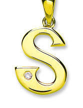 9ct Yellow Gold 0.01ct Diamond S Initial