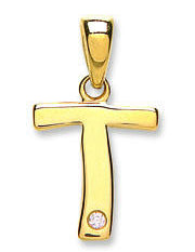 9ct Yellow Gold 0.01ct Diamond T Initial