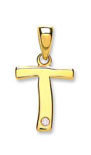 9ct Yellow Gold 0.01ct Diamond T Initial