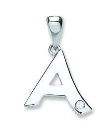 9ct White Gold 0.01ct Diamond A Initial