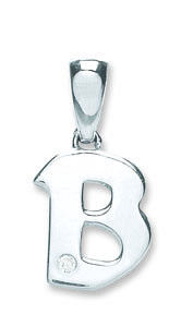 9ct White Gold 0.01ct Diamond B Initial