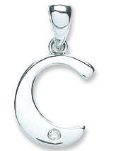 9ct White Gold 0.01ct Diamond C Initial