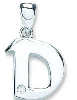 9ct White Gold 0.01ct Diamond D Initial