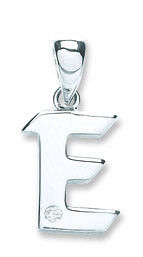 9ct White Gold 0.01ct Diamond E Initial