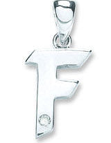 9ct White Gold 0.01ct Diamond F Initial