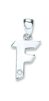 9ct White Gold 0.01ct Diamond F Initial