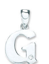 9ct White Gold 0.01ct Diamond G Initial