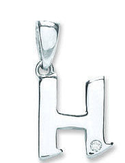9ct White Gold 0.01ct Diamond H Initial