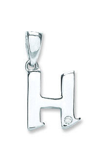 9ct White Gold 0.01ct Diamond H Initial