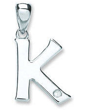 9ct White Gold 0.01ct Diamond K Initial