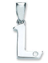 9ct White Gold 0.01ct Diamond L Initial