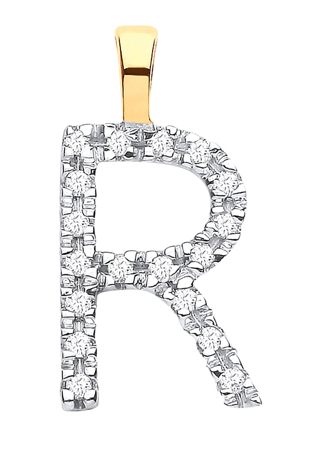 9ct Yellow Gold 0.05ct Diamond R Initial